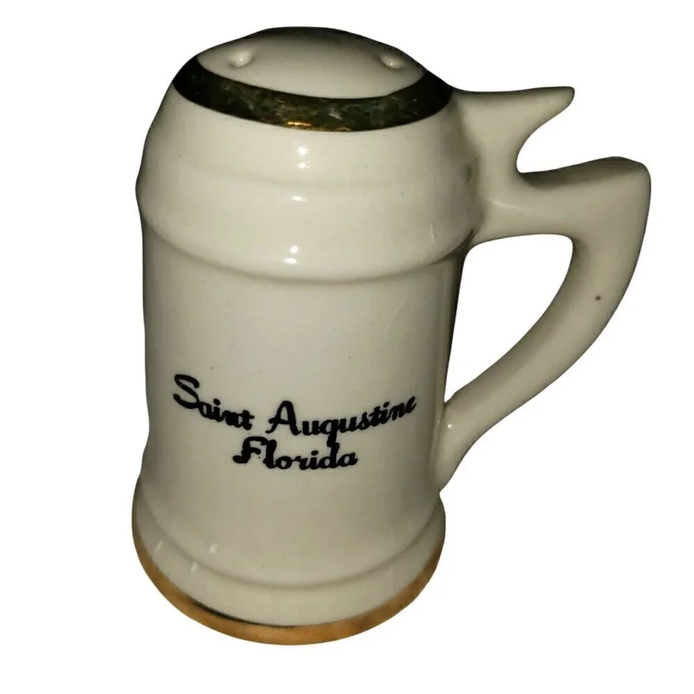Vintage‎ St Augustine Florida Salt & Pepper Shakers Souvenir Kitch Stein Mug